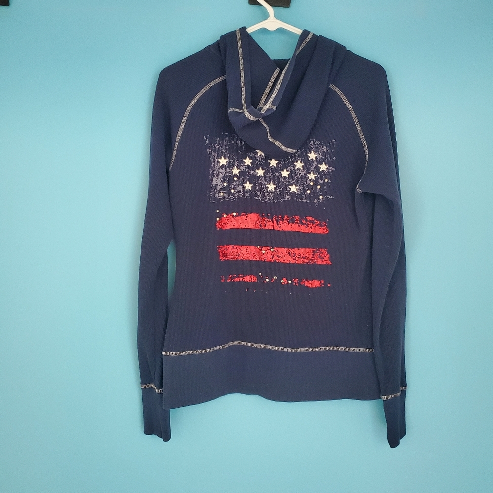 Ariat Navy Blue Zip-Up Hoodie with Contrast Stitching